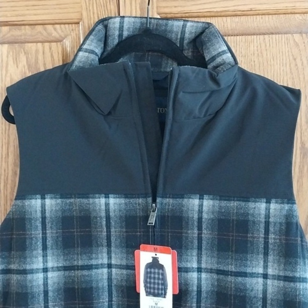 Pendleton NWT Men's Size Medium Black Gray Plaid Full Zip Wool Rich Blend Vest - Picture 6 of 13
